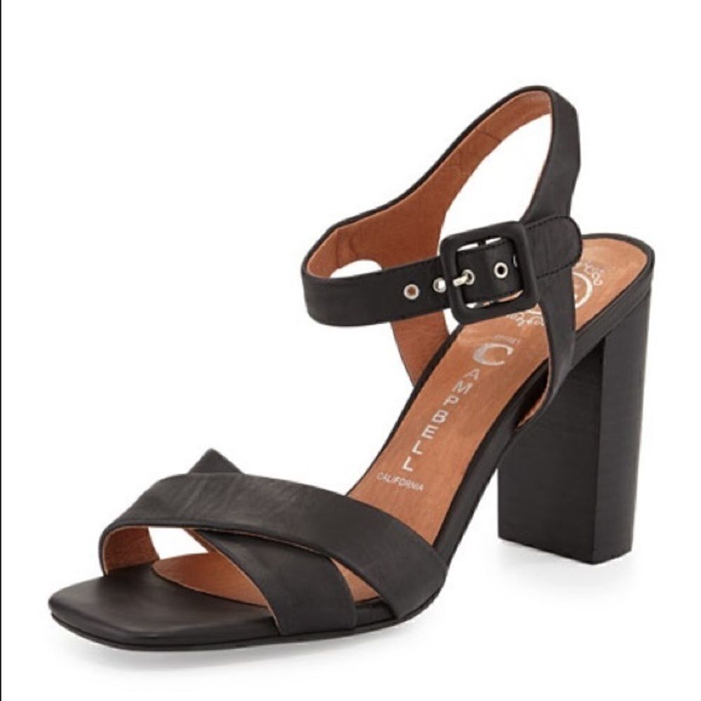 Jeffrey Campbell Cermak Leather Strap black sandal